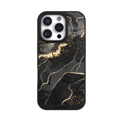 Apple iPhone 16 Pro NIVOpure Look Spirales de Marbre Sombre &amp; Or