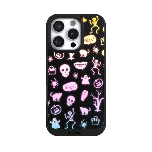 Apple iPhone 16 Pro NIVOpure Neon Halloween Stickers Black Background