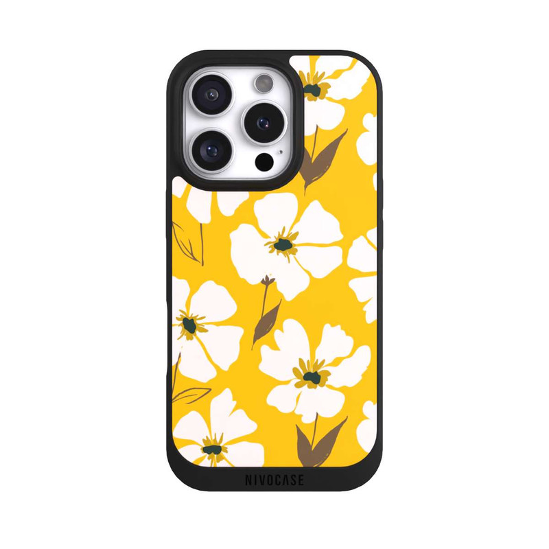 iPhone 16 Pro NIVOpure Blumenwiese auf Gelb Ocker