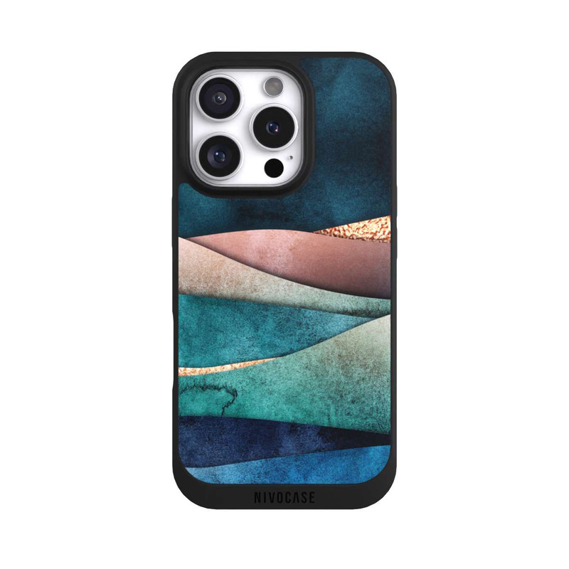 iPhone 16 Pro NIVOpure Blau-Goldene Wellen