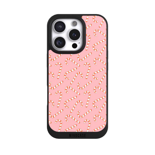 Apple iPhone 16 Pro NIVOpure Candy Canes On Pink