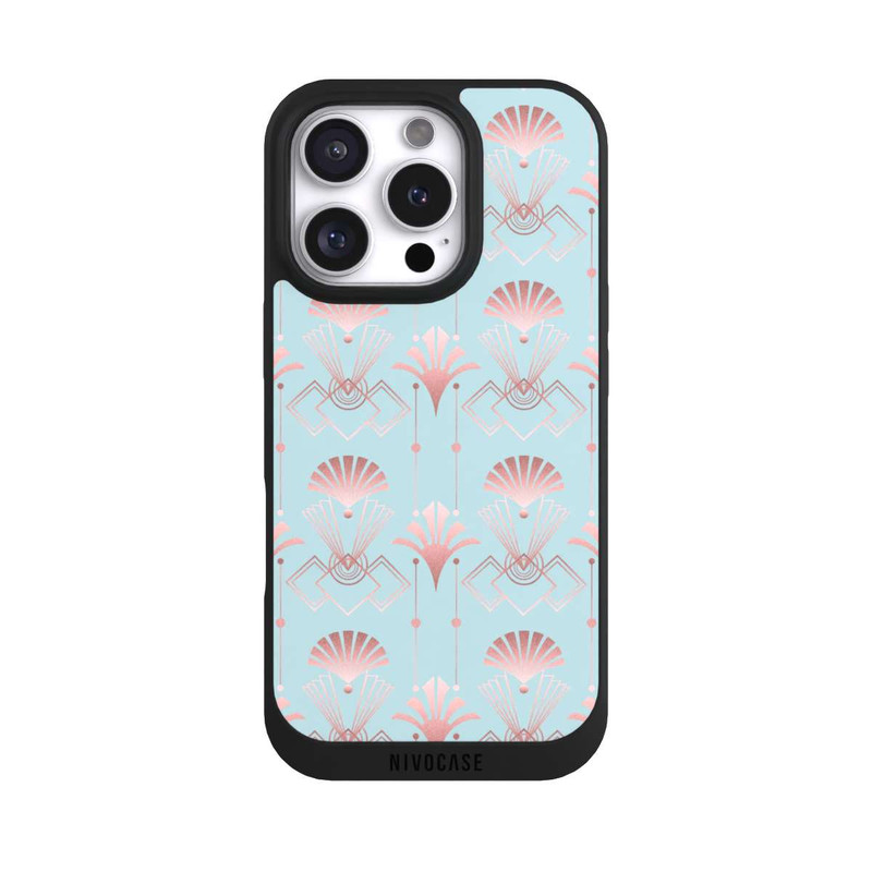 iPhone 16 Pro NIVOpure Art Deco Rose Gold Elegance Blue