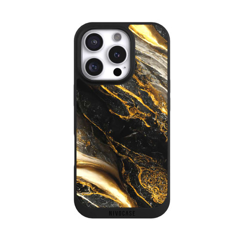 Apple iPhone 16 Pro NIVOpure Black Marble Gold Print Layers