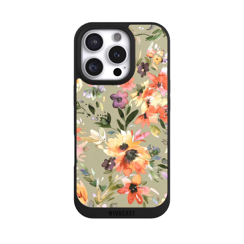 iPhone 16 Pro NIVOpure Painterly Tropical Flowers Sage Green