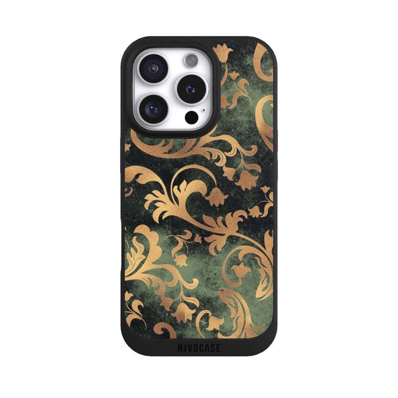 iPhone 16 Pro NIVOpure Damask Wallpaper Dark Green