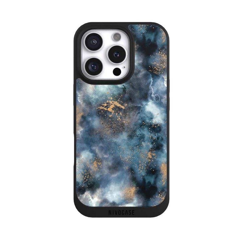 iPhone 16 Pro NIVOpure Smoky Marble Watercolor Navy
