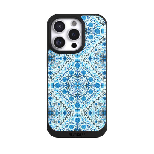 Apple iPhone 16 Pro NIVOpure Blue Floral Tiles