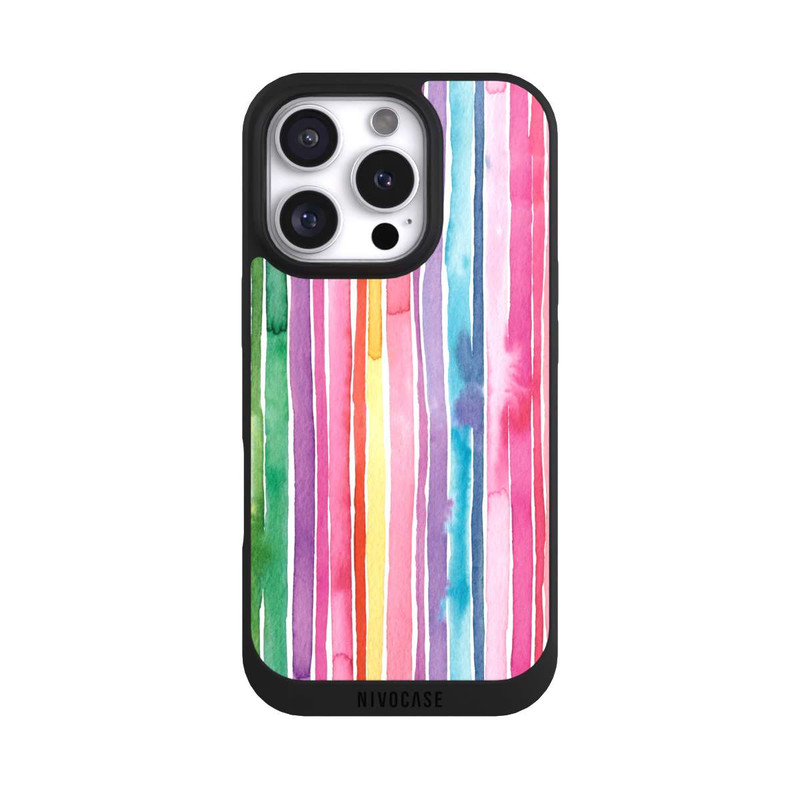 iPhone 16 Pro NIVOpure Camouflage Rayures arc-en-ciel