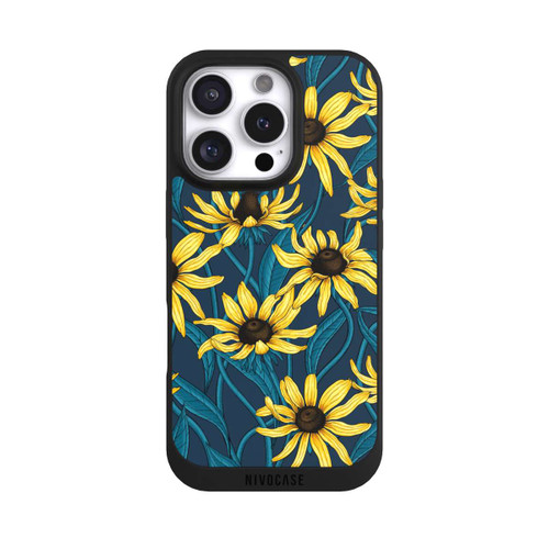 Apple iPhone 16 Pro NIVOpure Sunflowers Pattern Dark Illustration