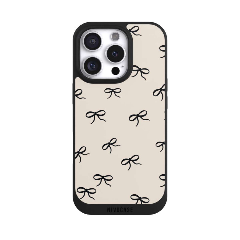 iPhone 16 Pro NIVOpure Bows Black Beige Pattern