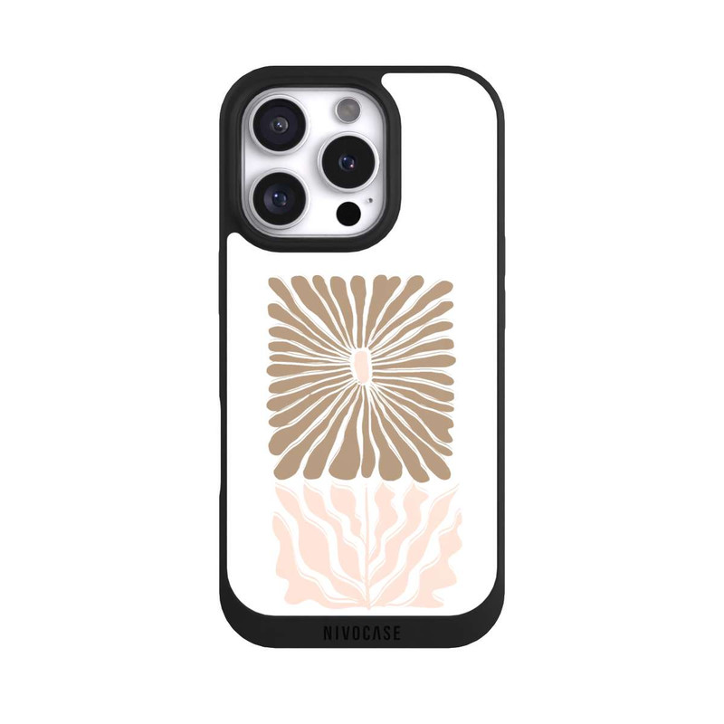 iPhone 16 Pro NIVOpure Fleur Boho Caramel sur Blanc