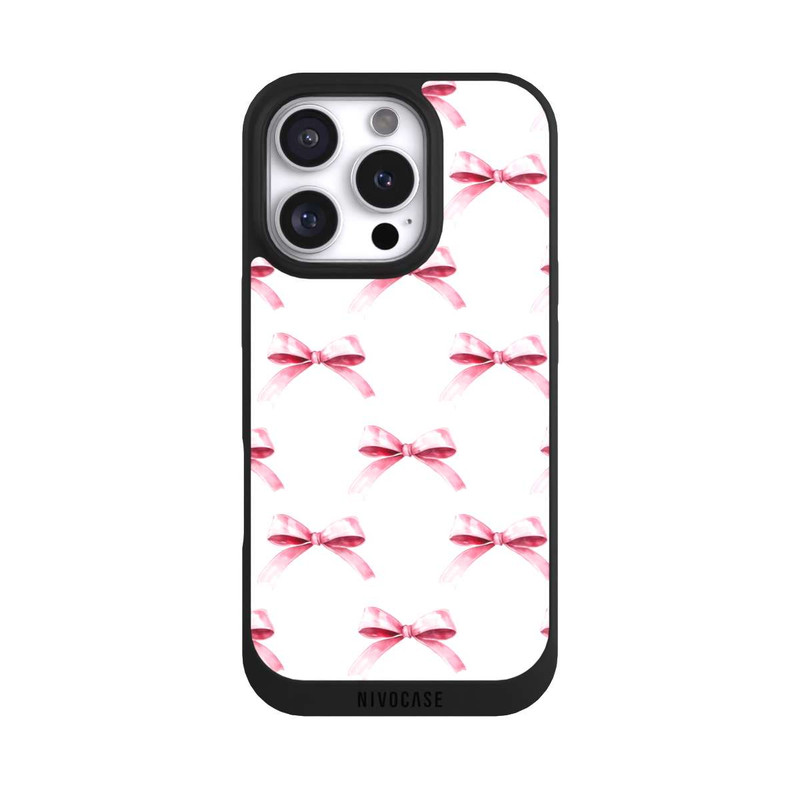 iPhone 16 Pro NIVOpure Pink Bow on White Pattern