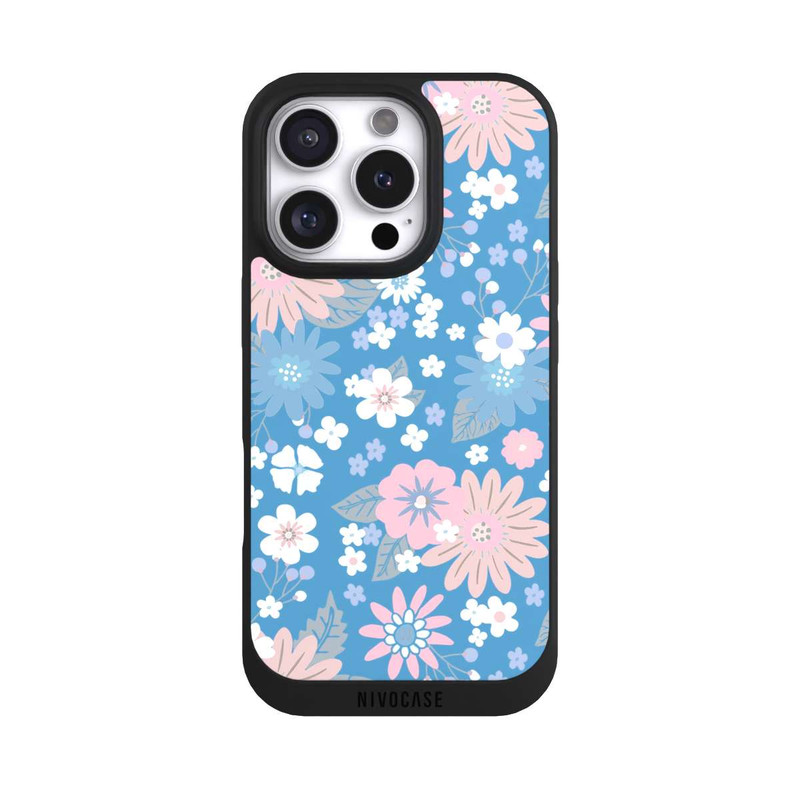 iPhone 16 Pro NIVOpure Wildblumen Muster Blau