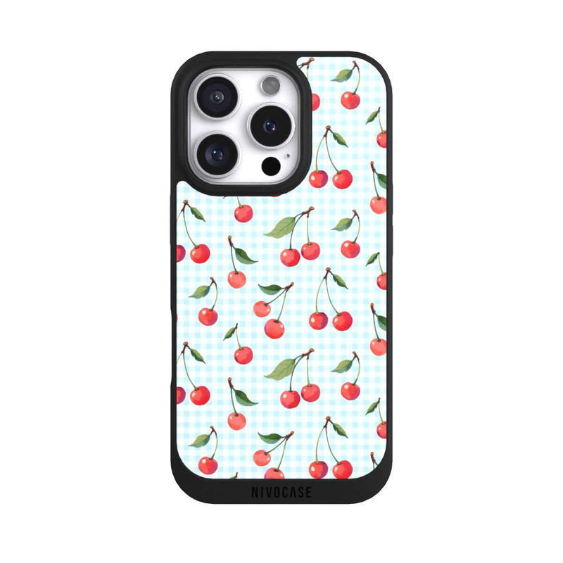 iPhone 16 Pro NIVOpure Cherries and Blue Gingham