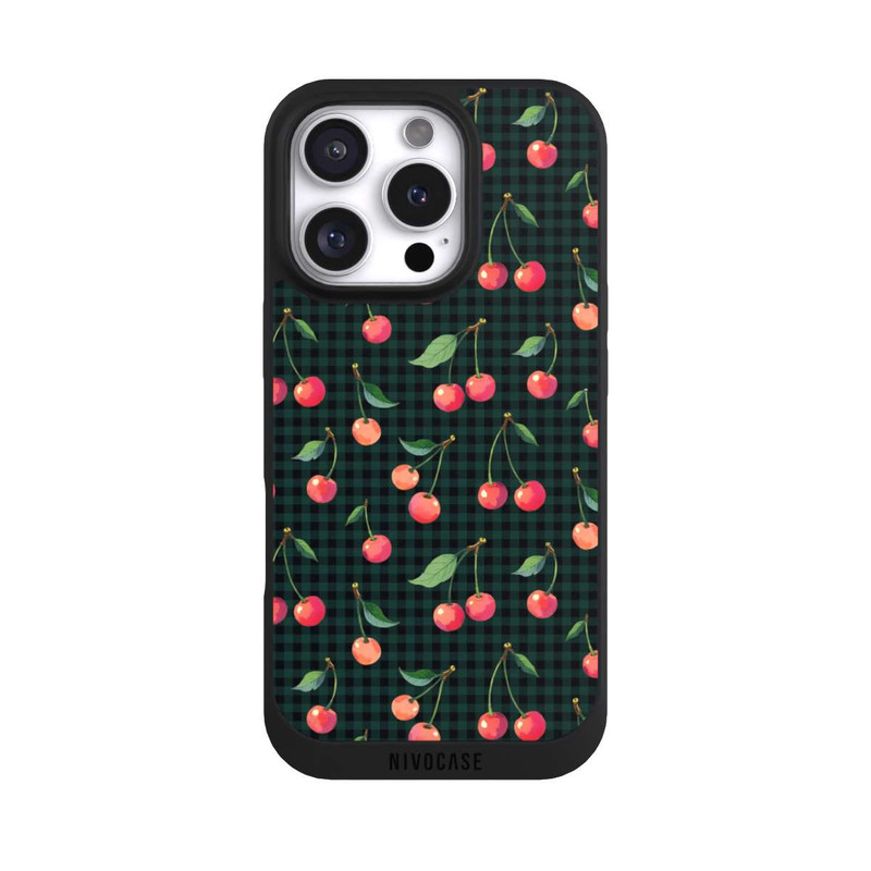 iPhone 16 Pro NIVOpure Cherries and Green Gingham