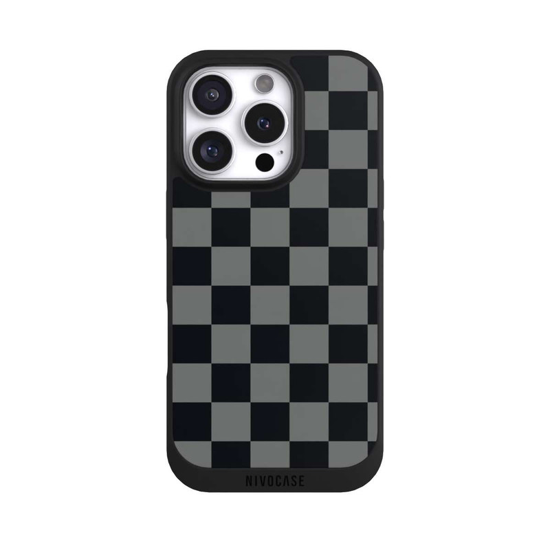 iPhone 16 Pro NIVOpure Checked Pattern Black Grey