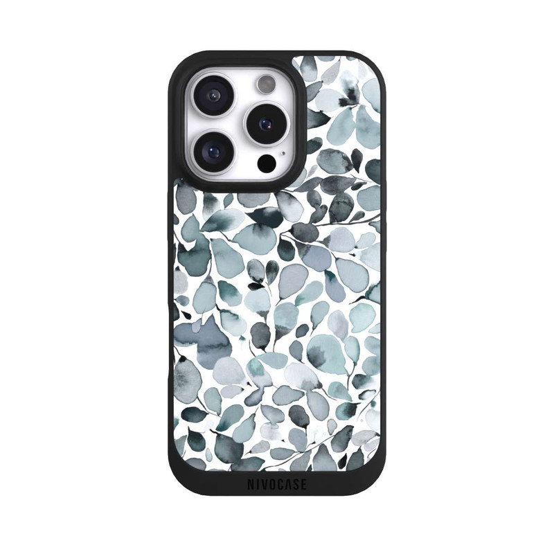iPhone 16 Pro NIVOpure Eukalyptus Aquarell Blätter Grau