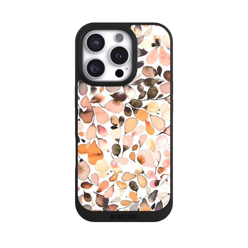 iPhone 16 Pro NIVOpure Eukalyptus Aquarellblätter Dunkelbraun Herbst