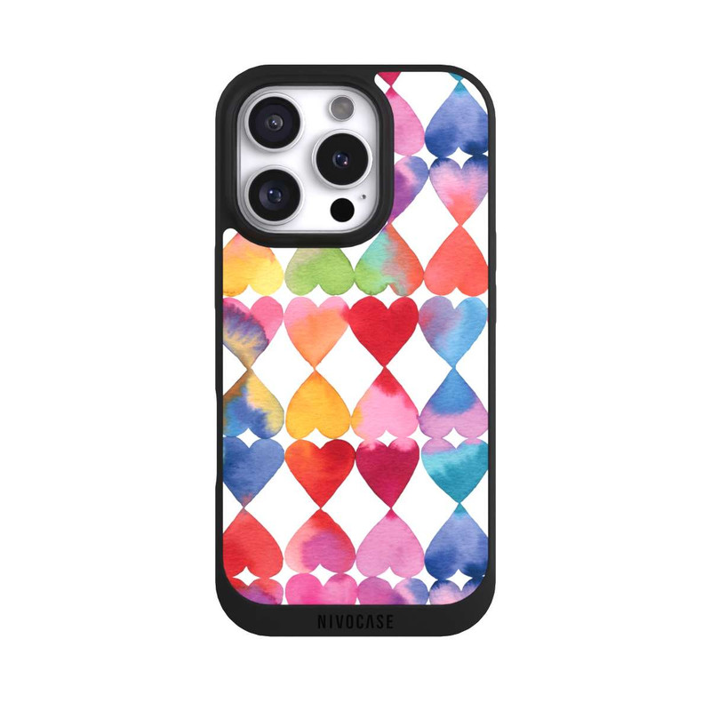 iPhone 16 Pro NIVOpure Colorful Watercolor Hearts Pattern