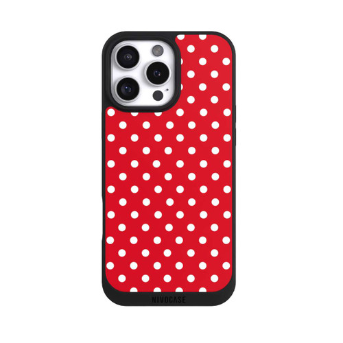 Apple iPhone 16 Pro Max NIVOpure Polka Dots Dunkelrot und Weiß