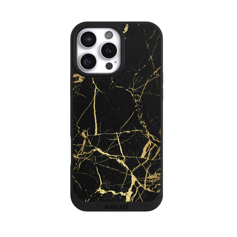 iPhone 16 Pro Max NIVOpure Schwarzgoldener Marmor-Look