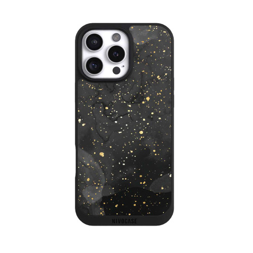 Apple iPhone 16 Pro Max NIVOpure Glitzernder Marmor-Schwarz-Gold-Look