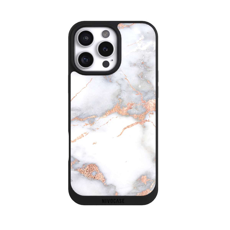 iPhone 16 Pro Max NIVOpure Weißer und goldener Marmorlook