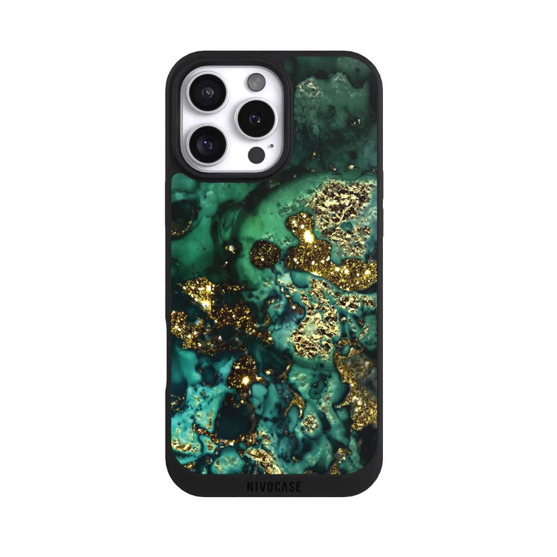 iPhone 16 Pro Max NIVOpure Cyan Glitzer Marmorlook