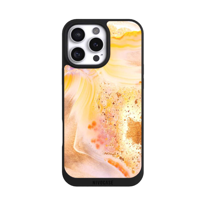 iPhone 16 Pro Max NIVOpure Orangefarbener Glitzer Marmorlook