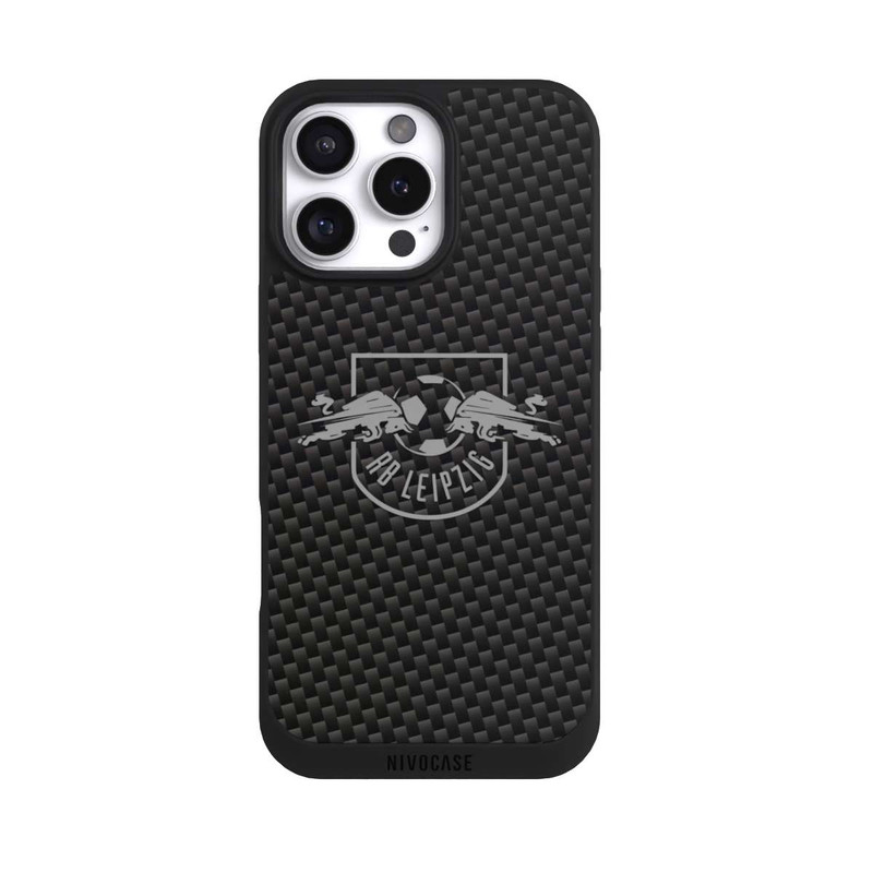 iPhone 16 Pro Max NIVOpure Graues RB Leipzig Logo auf Carbonoptik