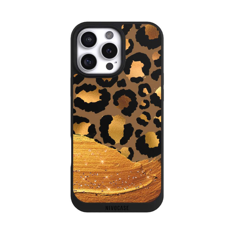 iPhone 16 Pro Max NIVOpure Dunkelgoldener Leoparden Glitzerlook