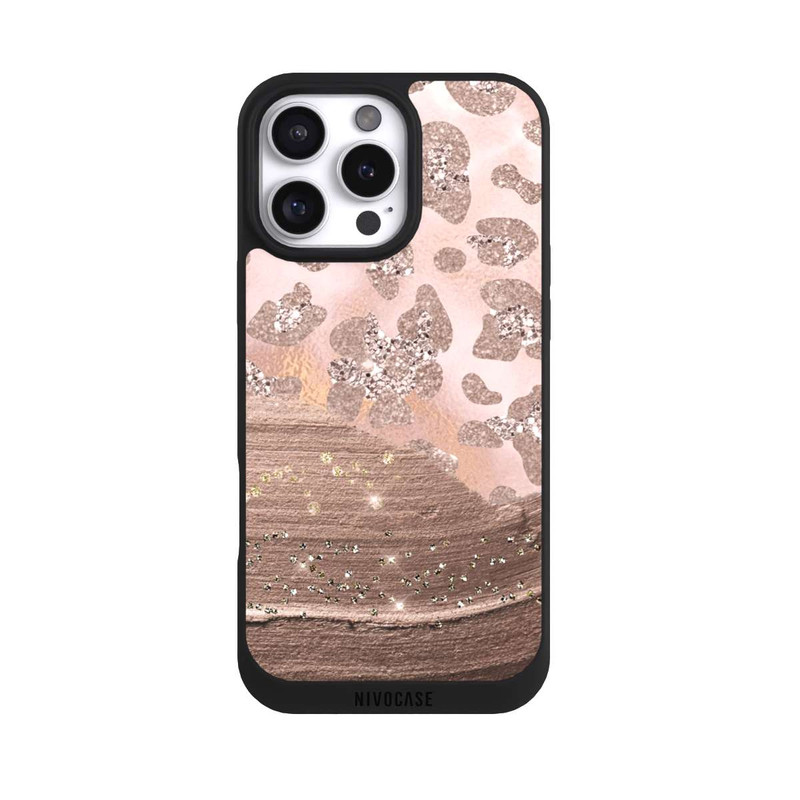 iPhone 16 Pro Max NIVOpure Léopard argenté pailleté