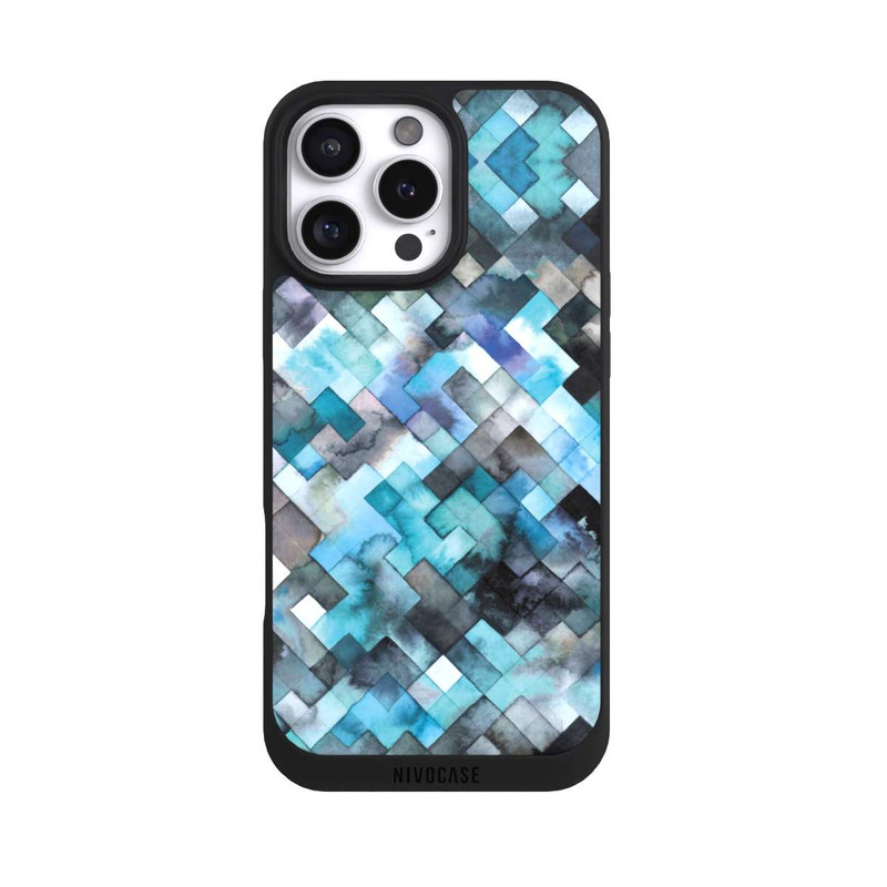 iPhone 16 Pro Max NIVOpure stimmungsvolles geometrisches Muster blau