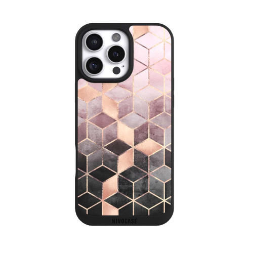 Apple iPhone 16 Pro Max NIVOpure Pink-grauer Farbverlauf Würfel Druck