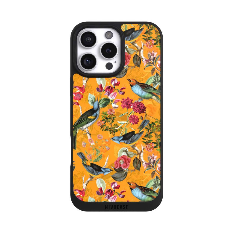 iPhone 16 Pro Max NIVOpure Tapete mit Vögeln und Blumen