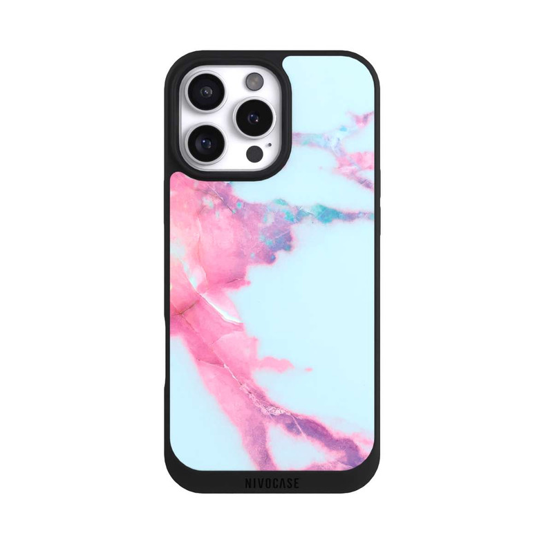 iPhone 16 Pro Max NIVOpure Marbre veiné irisé bleu clair