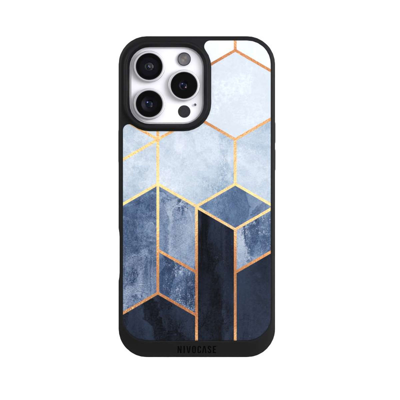iPhone 16 Pro Max NIVOpure Blauer Farbverlauf Sechsecke Golddruck