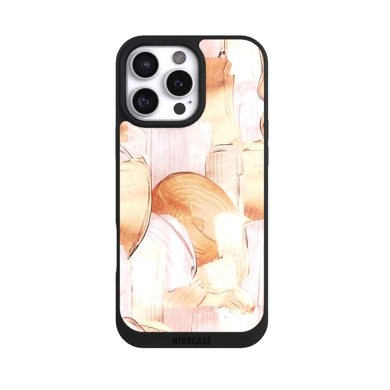 iPhone 16 Pro Max NIVOpure Weiß/Gold Pinsel Muster