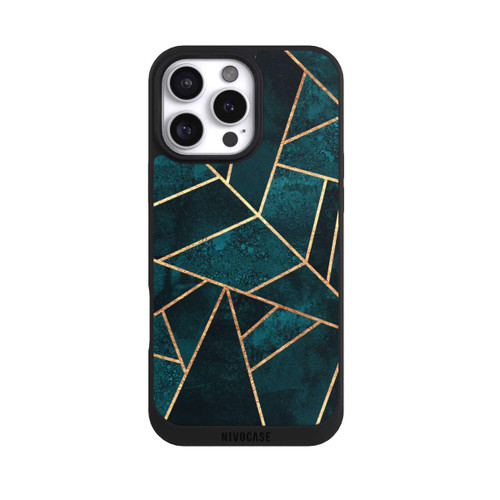 Apple iPhone 16 Pro Max NIVOpure Tief Blaugrün Stein Gold Druck