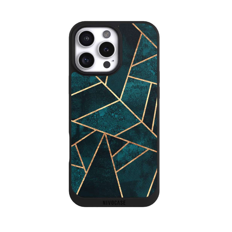 iPhone 16 Pro Max NIVOpure Tief Blaugrün Stein Gold Druck