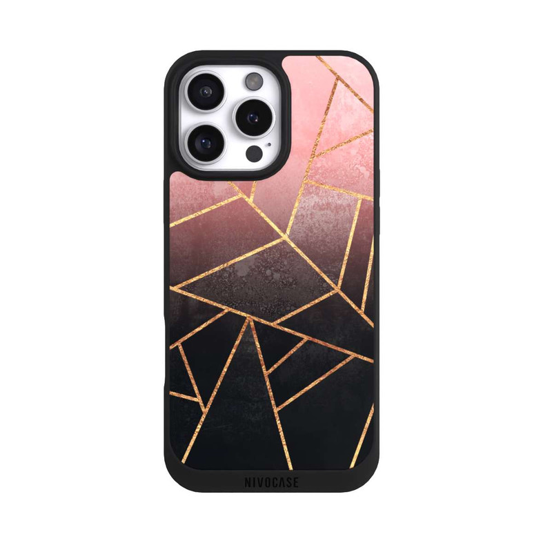 iPhone 16 Pro Max NIVOpure Pinker und Schwarzer Stein Gold Druck