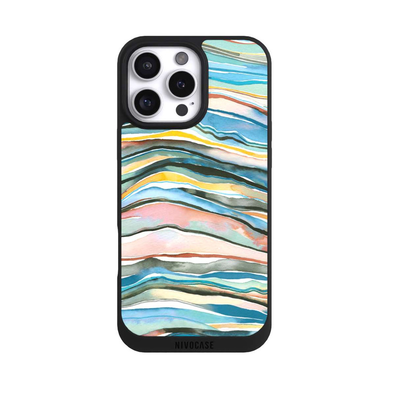 iPhone 16 Pro Max NIVOpure Couches d'agate aquarelle bleues