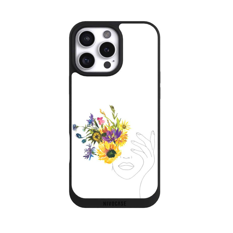 iPhone 16 Pro Max NIVOpure Line Art Frau Sonnenblumen