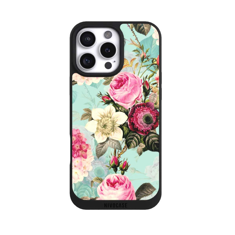 iPhone 16 Pro Max NIVOpure Türkisfarbene Rosentapete
