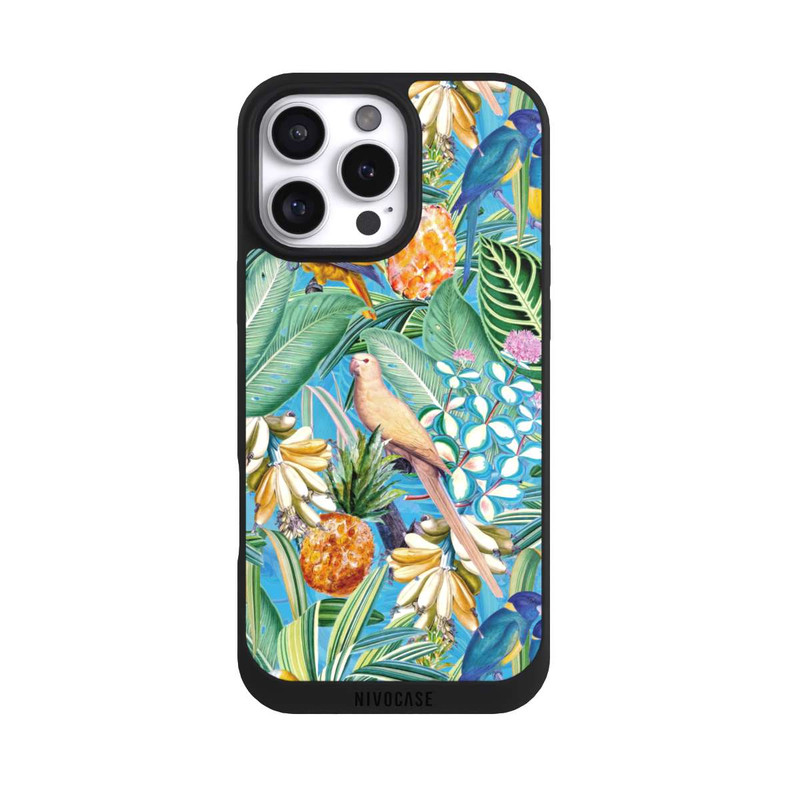 iPhone 16 Pro Max NIVOpure Tropische Papageien auf blauer Tapete