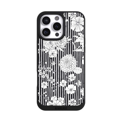 Apple iPhone 16 Pro Max NIVOpure Flowers and Stripes Black and White