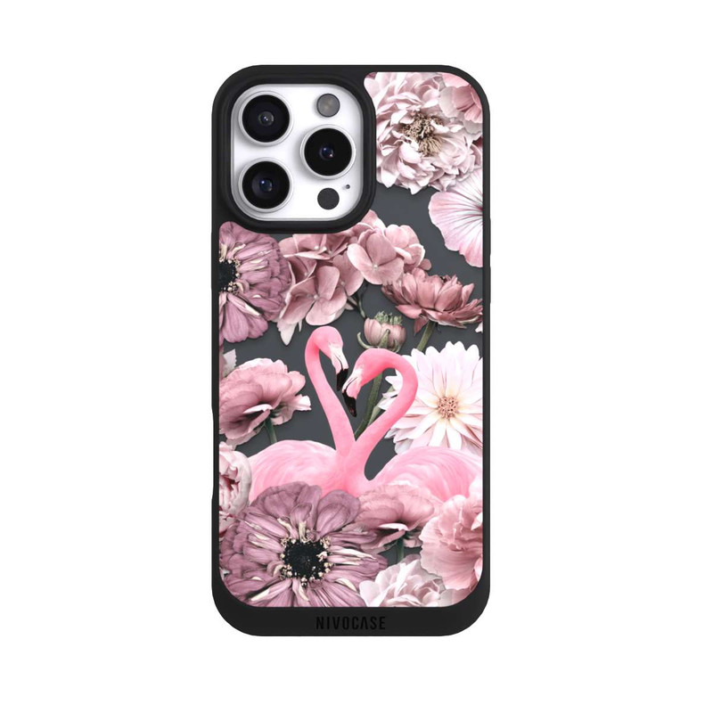 iPhone 16 Pro Max NIVOpure Flamants roses en motif de fleurs