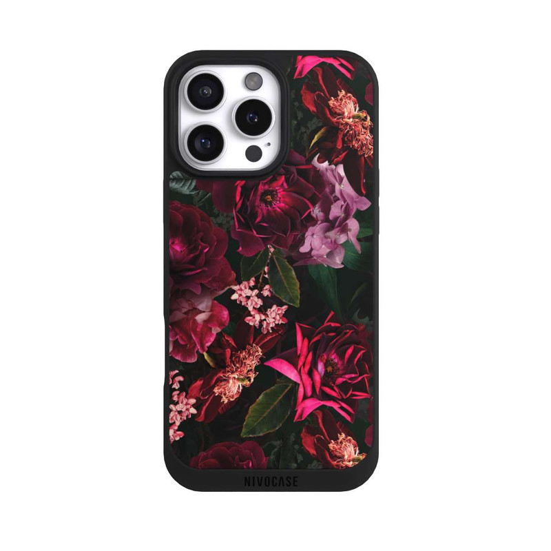 iPhone 16 Pro Max NIVOpure Dunkelrote und rosa Blüten