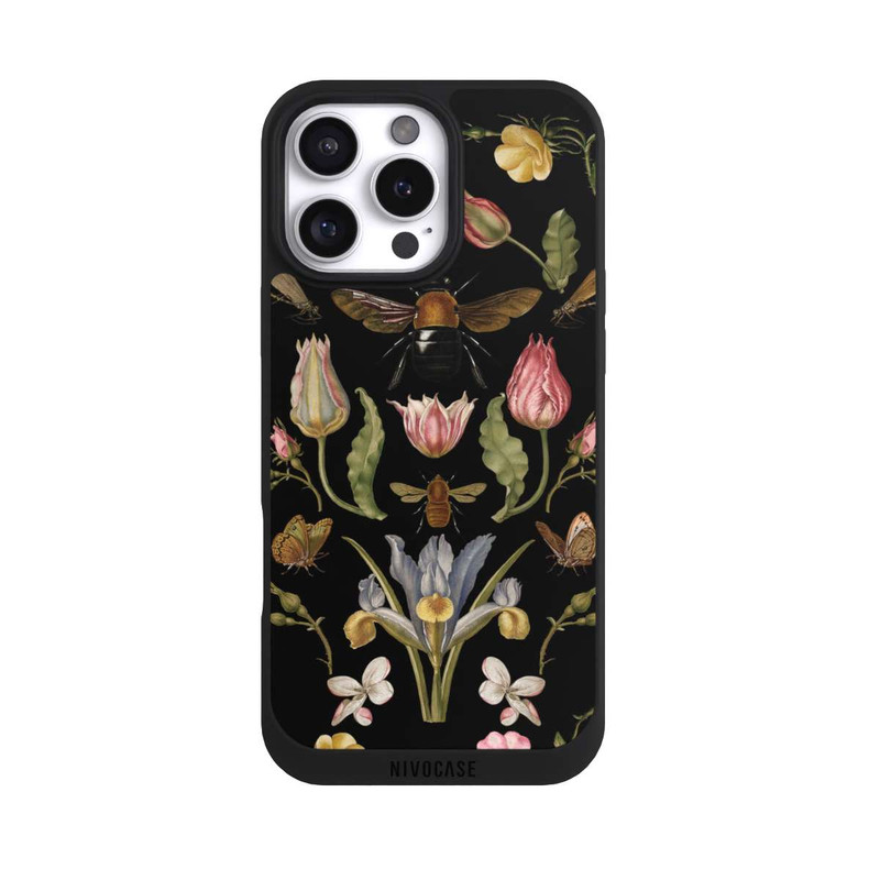 iPhone 16 Pro Max NIVOpure Wildblumen und Biene Schwarz