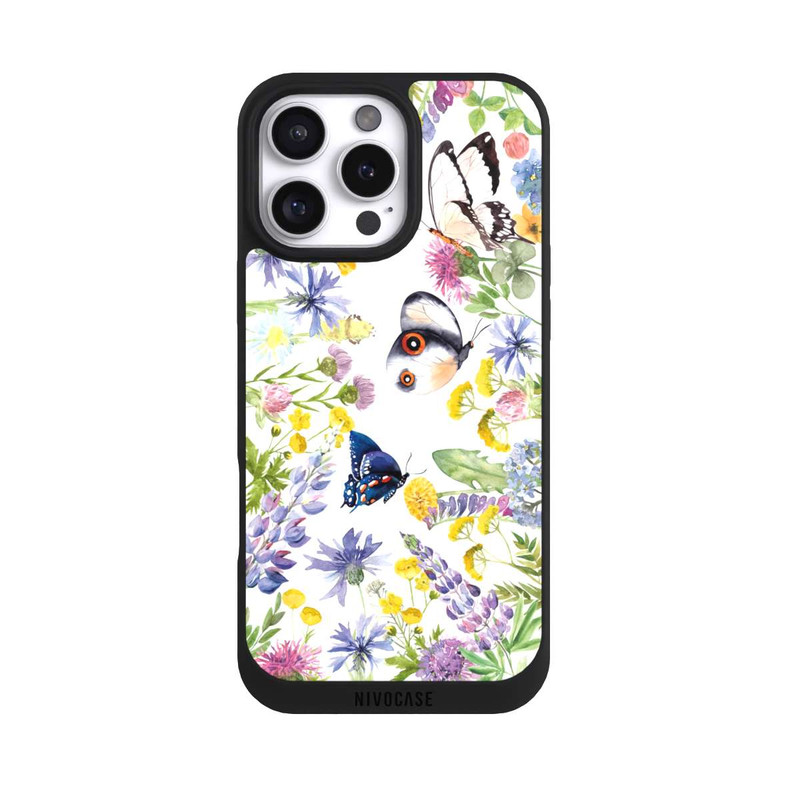 iPhone 16 Pro Max NIVOpure Bunte Frühlingsblumen und Schmetterlinge